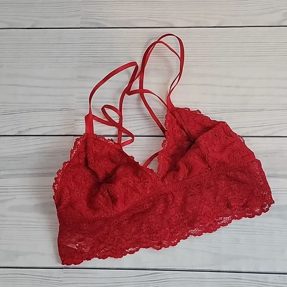 Flirtitude bralette candy apple red strappy backline Women's Size S